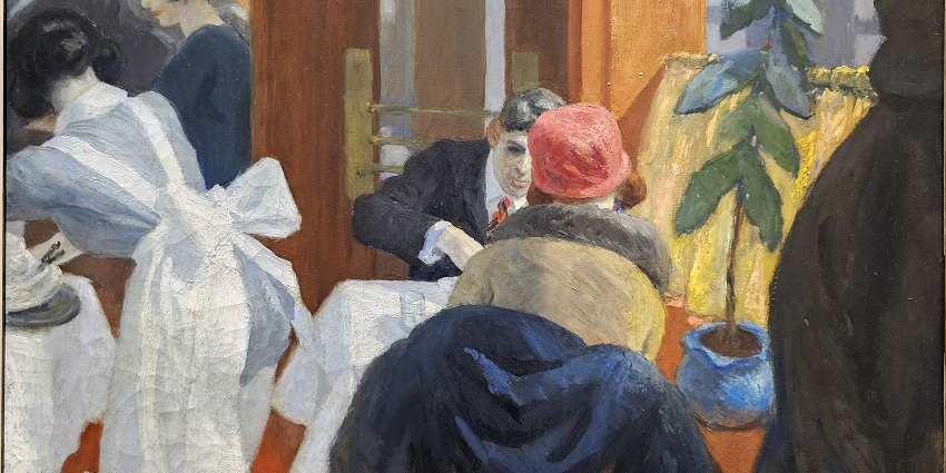 A picture of Edward Hopper's 'New York Restaurant' on display at art galleries in Michigan