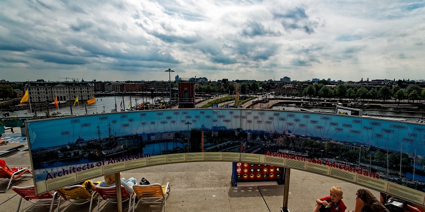 NEMO rooftop terrace offers Amsterdam views with interactive science exhibits.