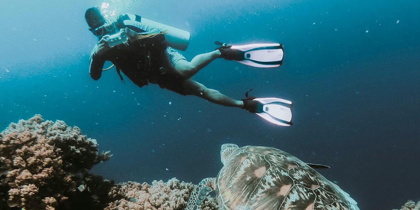 Scuba diving in Alibaug at Nagaon Beach, which offers rich underwater biodiversity.