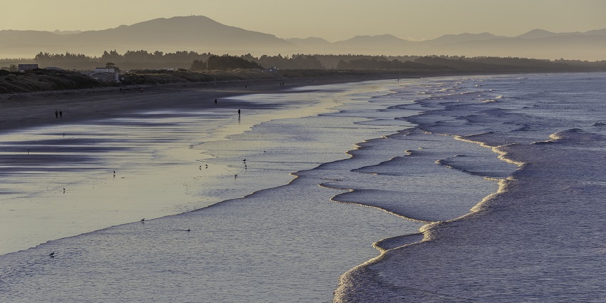 New Brighton Beach near Christchurch is known for its beautiful pier in New Zealand