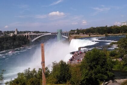 Niagara Falls viewed from the New York side, showcasing its powerful cascading waters.