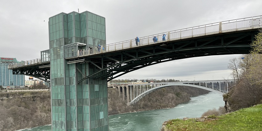 Prospect Point Park observation tower overlooking Niagara Falls, offering scenic views