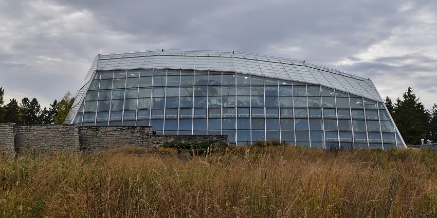 A vibrant view of Butterfly Conservatory, a tourist attraction near the waterfalls