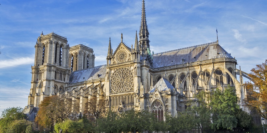 Historic Gothic cathedral famous for its architecture and stained glass, notre dame
