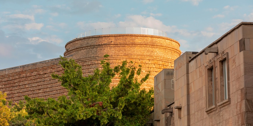 Image of the castle wall in the cold city of Baku in Azerbaijan nearby the iconic Jinn Mosque