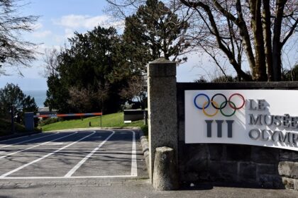 A glimpse of Olympic Museum Lausanne with interactive exhibits and artefacts.