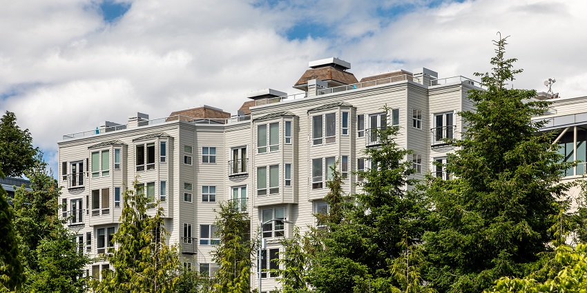 The picture of the Western Avenue building from the Olympic Sculpture Park in Seattle.