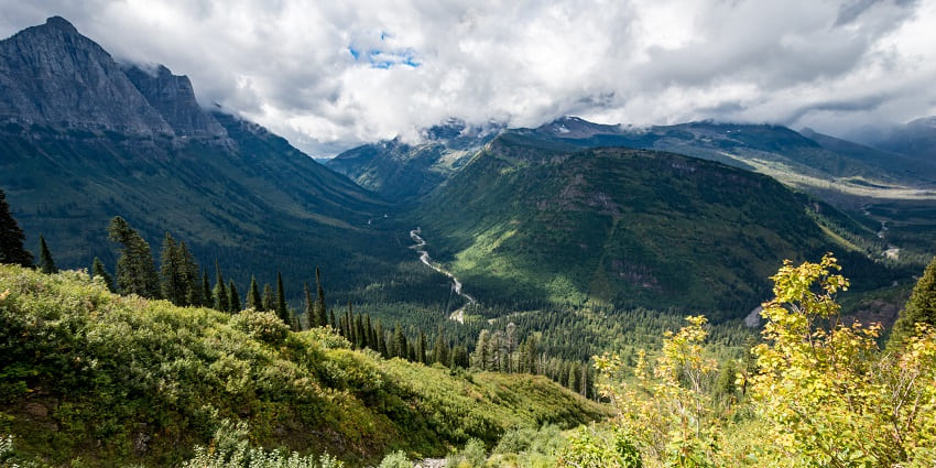 An image showing a view of Going-to-the-Sun Road.