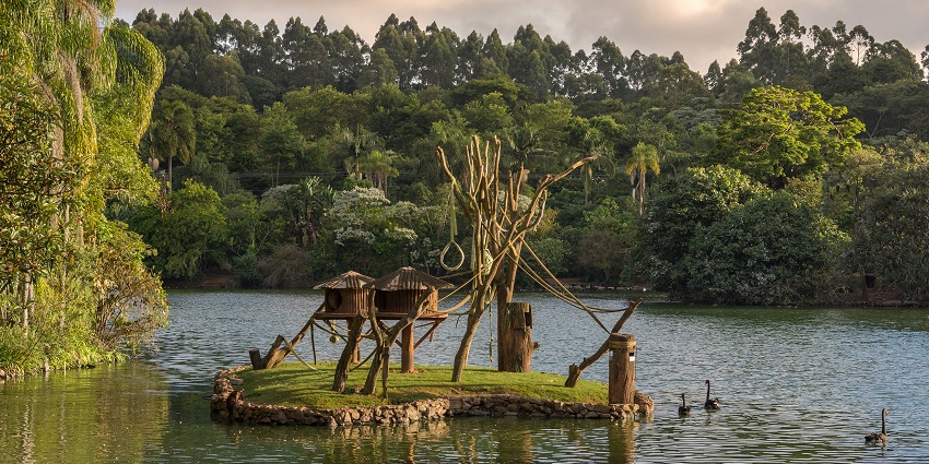 Panoramic image from the zoo in the most beautiful settings of the city
