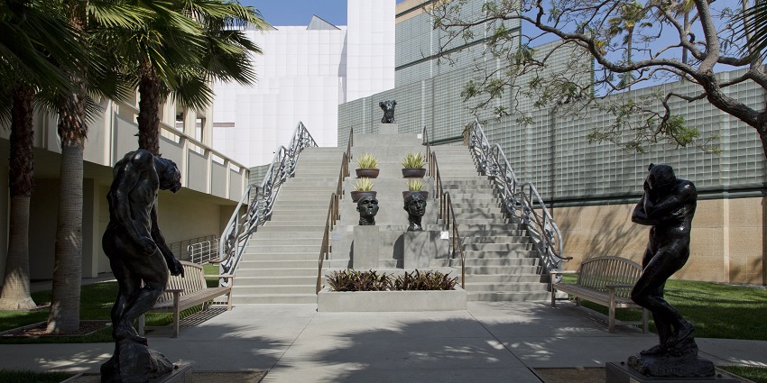 Historic 1965 view of LACMA on Wilshire Boulevard, showing mid-century modern architecture