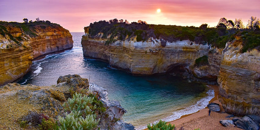 A sunset at Port Campbell National Park, a well-liked tourist destination