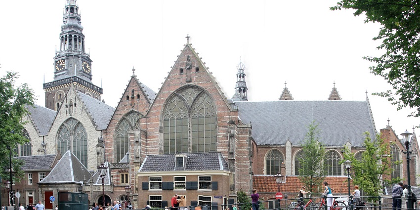 Historic church with stunning architecture in Amsterdam's Red Light District