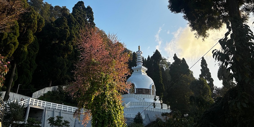 Peace Pagoda, one of the most popular attractions in Darjeeling that is a must-visit.