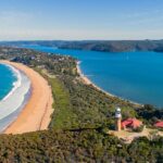 Aerial view of Palm beach - lost in the sound of waves at Palm Beach in Australia