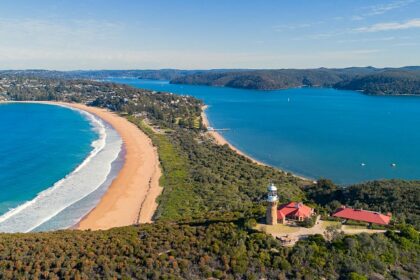 Aerial view of Palm beach - lost in the sound of waves at Palm Beach in Australia