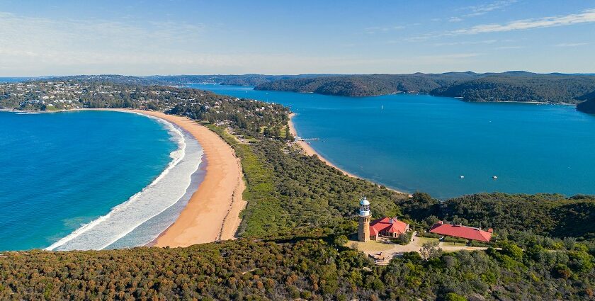 Aerial view of Palm beach - lost in the sound of waves at Palm Beach in Australia