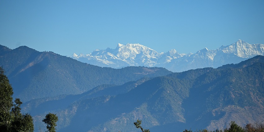 A majestic view of the glaciers from a place near the Bagnath Temple