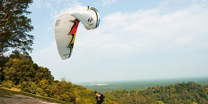 Paragliding Adventure Sports in Yelagiri, offering panoramic views of lush landscapes