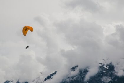 Paragliding in Switzerland above the Alps, lakes, and breathtaking landscapes.