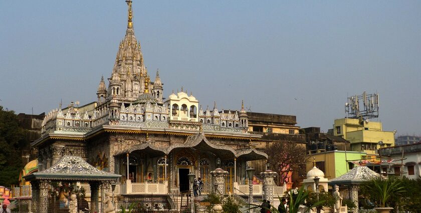 An image of the majestic PareshnathTemple showcasing its intricate carvings and spires