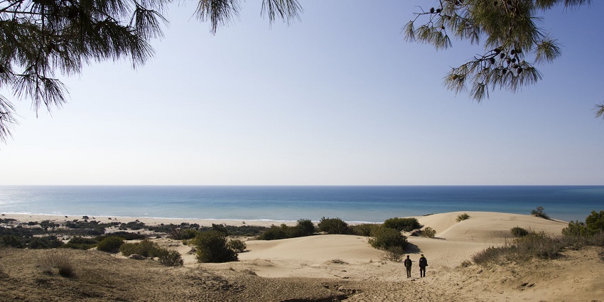 Long, sandy beach known for its natural magnificence and tranquility.