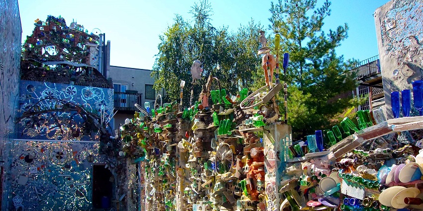 A view of the Philadelphia Magic Gardens adorned for energetic and non-traditional date.