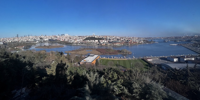 Valentines Day in Istanbul at hilltop with views of Golden Horn and Istanbul.