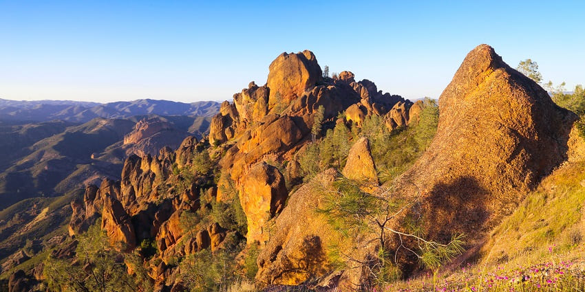 A scenic view of rocky pinnacles, a famous place near the Musical Instrument Museum for a visit.