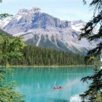 The beautiful picture of Moraine Lake and Banff Louise Lake in Alberta, Canada.