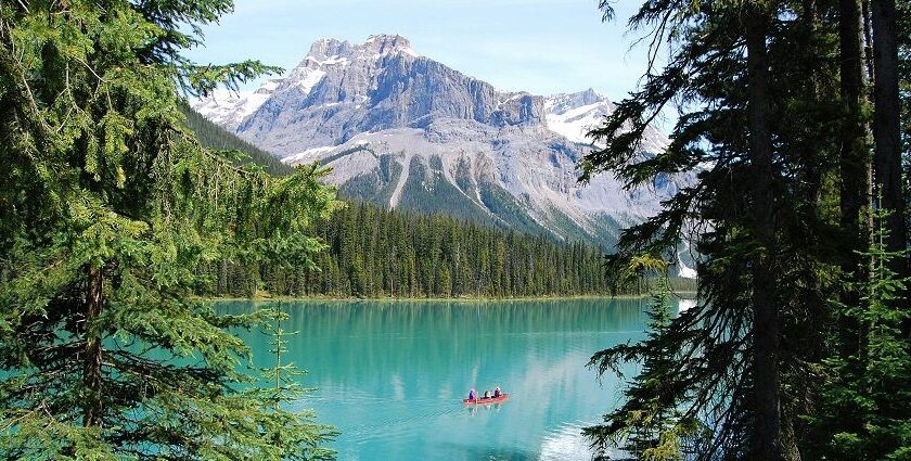 The beautiful picture of Moraine Lake and Banff Louise Lake in Alberta, Canada.