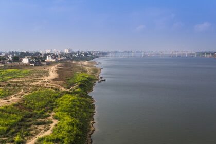 An image of River Ganga from top - Vindhyachal located on the banks of River Ganga