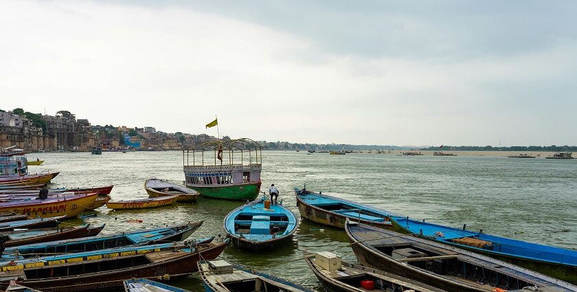 A picture of Muzaffarnagar - boats floating on the lake showcasing tranquility.