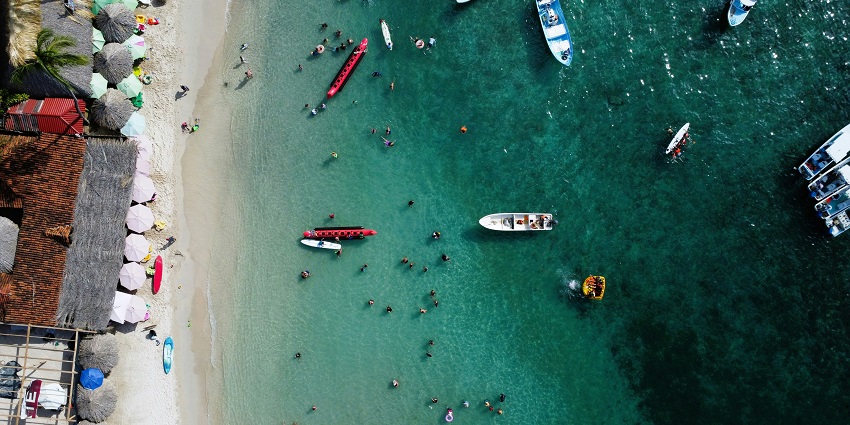 A beautiful beach with clear blue water, one of the beaches in Mexico’s Pacific Coast