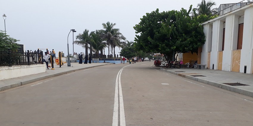 A picture of Pondicherry Beach Road, known for ghost sightings and eerie sounds.