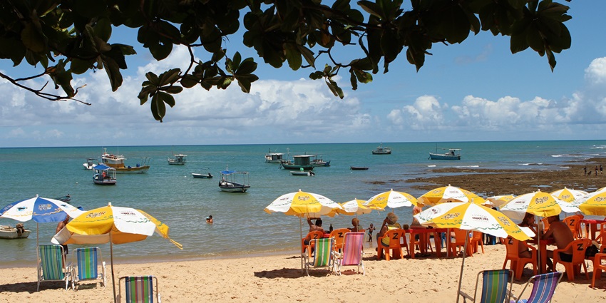 Tourists spotted at Praia Do Forte Beach in Bahia, Brazil