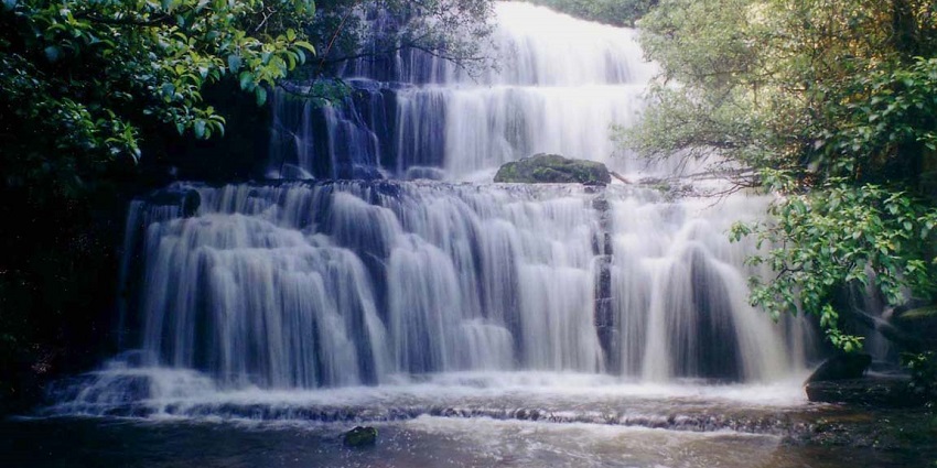 Discover serene, tiered beauty at Purakaunui Falls, a true New Zealand Waterfall.