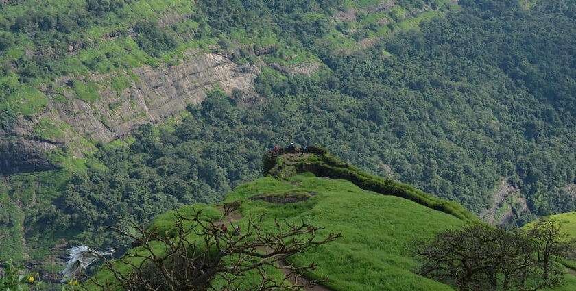 A view of Rajmachi Trekking in the Sahyadri mountain range, showcasing its rich history