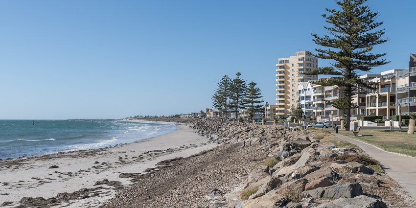 Glenelg Beach is a popular coastal destination perfect for sunbathing or swimming.