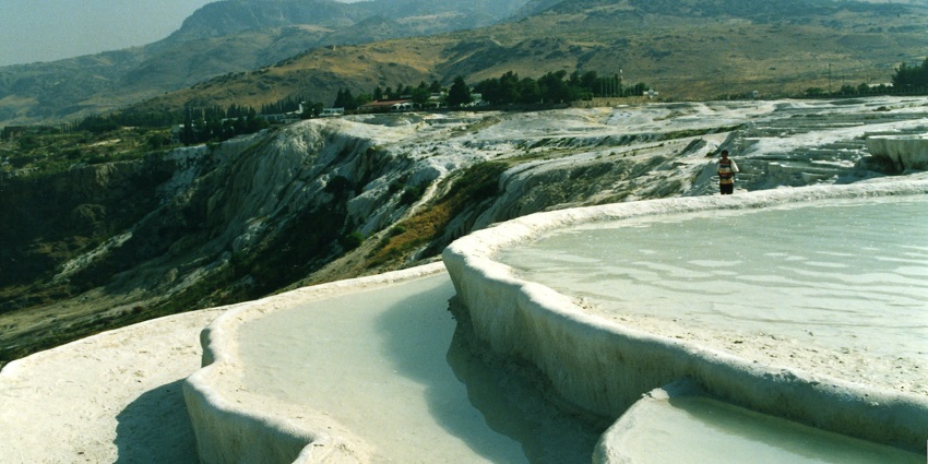 Unwind in Pamukkale’s warm, mineral-rich thermal pools with picturesque views