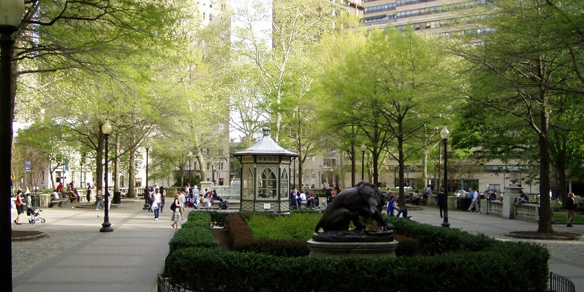 An image of Rittenhouse Square Park, a famous place to visit near Einstein brain in museum