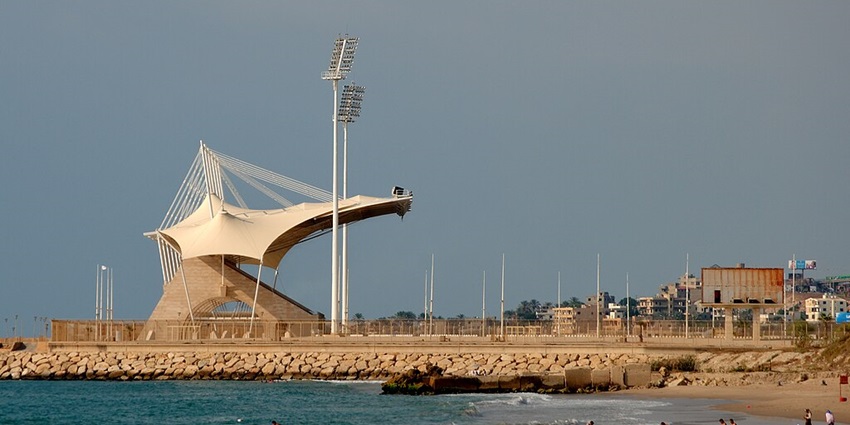 Picturesque view of coastal area near Sidon with a mix of history and nature