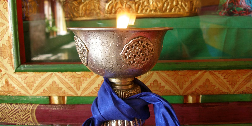 A view of butterlamp in Sakya Monastery, one of the important monasteries in Siliguri offering peace.