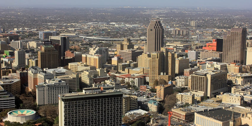 A photograph taken from the Skyline of the City of San Antonio in Texas, USA.