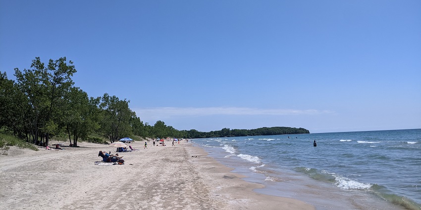 Dunes, soft sands and greenery of one of the serene beach near Toronto, Canada.