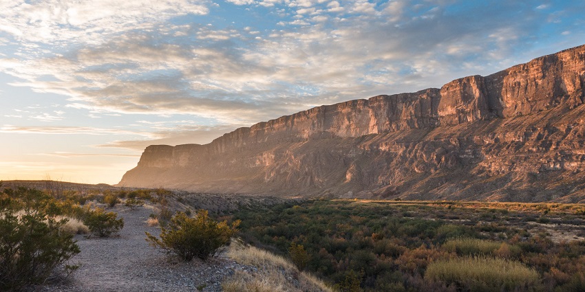 An image of Towering limestone cliffs of Santa Elena Canyon
