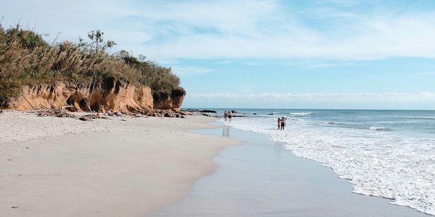 A panoramic view of the Sian Ka'an Biosphere Reserve in Mexico, showcasing pristine water.
