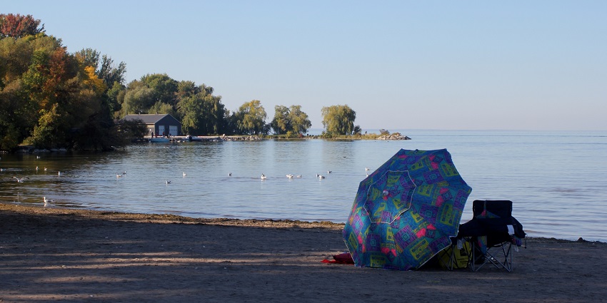 Sandy beach and a perfect picnic area at Sibbald Point Provincial Park in Ontario.