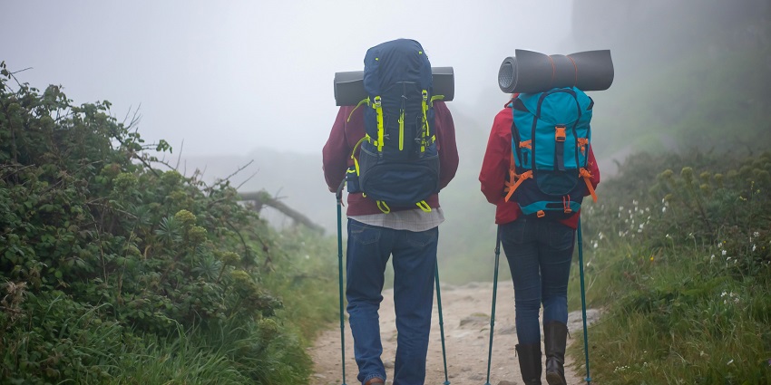 Trekking in Mukteshwar Uttarakhand with views of the Himalayan peaks.