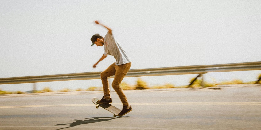 An image of a skater performing tricks at the famous New Town Skate Park, Kolkata.