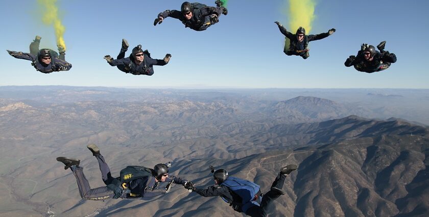 Skydiving in Paris offers thrilling views of iconic landmarks and landscapes.